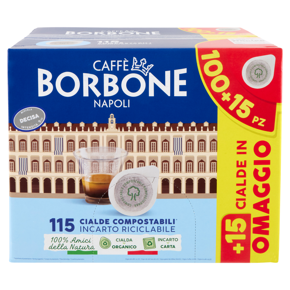 Caff&egrave; Borbone Miscela Decisa Cialde Compostabili* 115 x 7,2 g