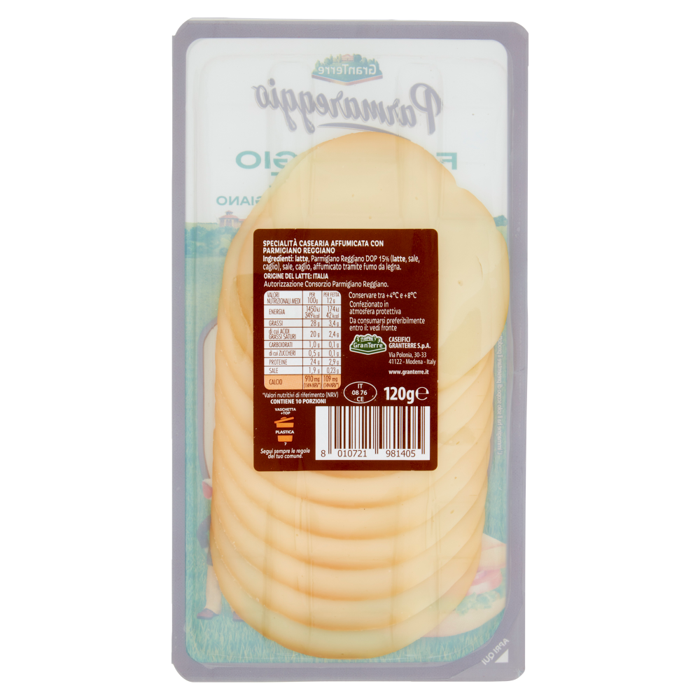 Parmareggio Formaggio a Fette con 15% di Parmigiano Reggiano Affumicatura a Legna 120 g
