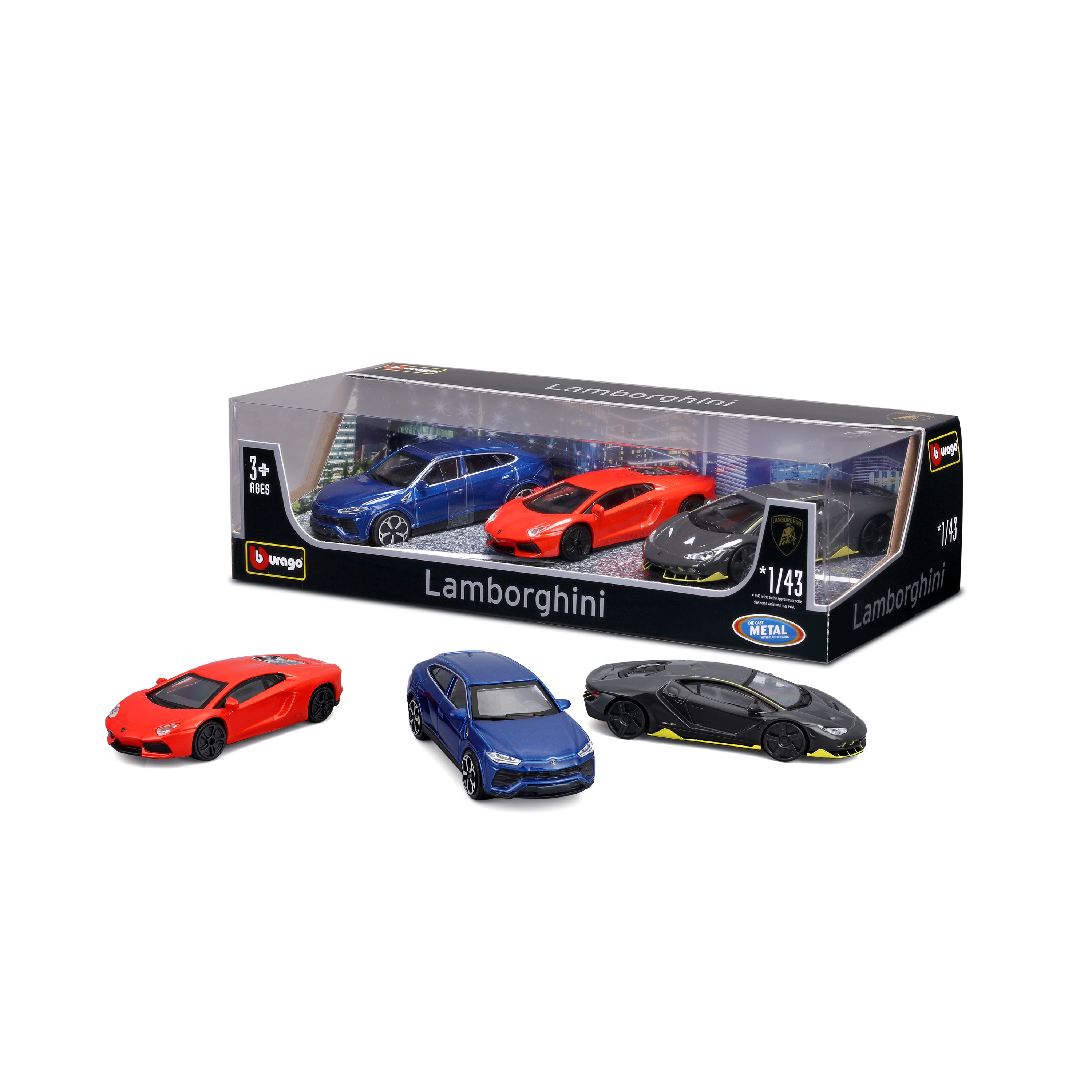 BBURAGO Gift Pack con 3 Auto Lamborghini - 1:43