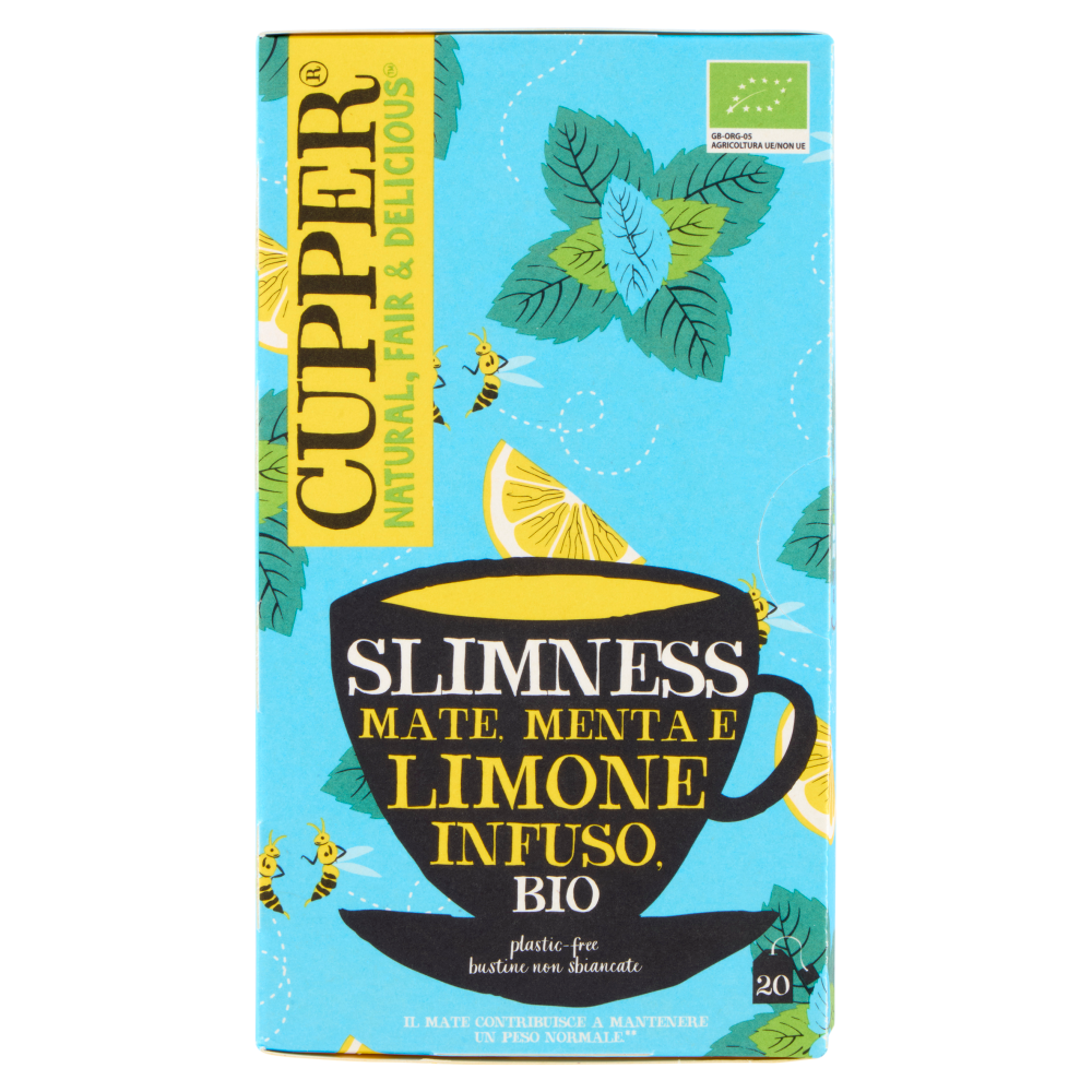 CUPPER My Slim Mate Infuso Bio di Mate Menta e Limone, 20 Bustine 40 g