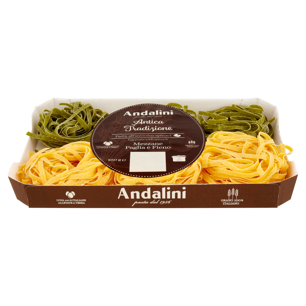 Andalini Antica Tradizione Pasta all'uovo con spinaci Mezzane Paglia e Fieno 250 g