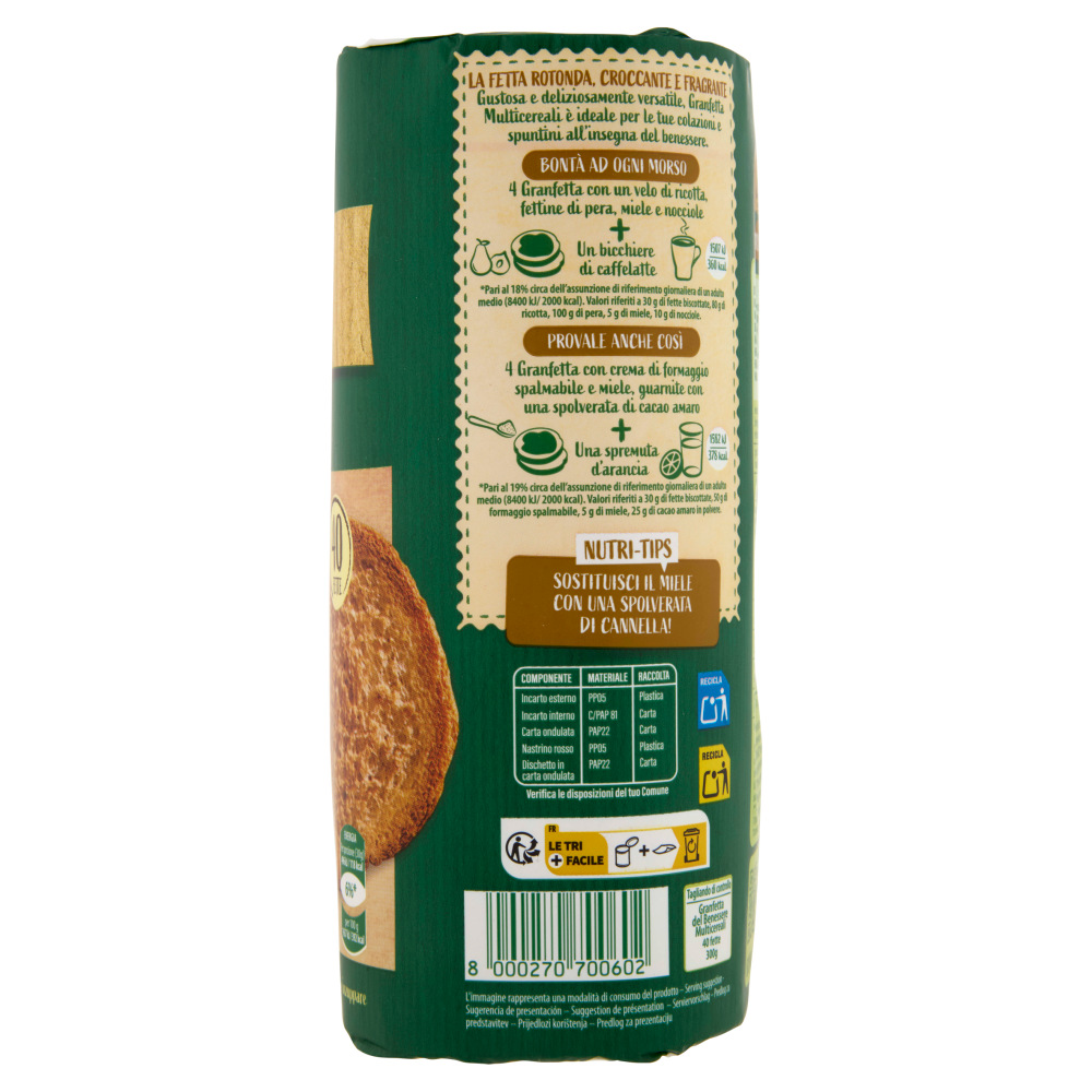 Delverde Granfetta del Benessere Multicereali 40 Fette 300 g