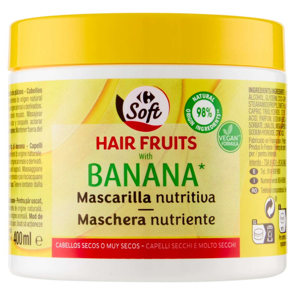Carrefour Soft Hair Fruits con estratto di banana Maschera nutriente 400 ml