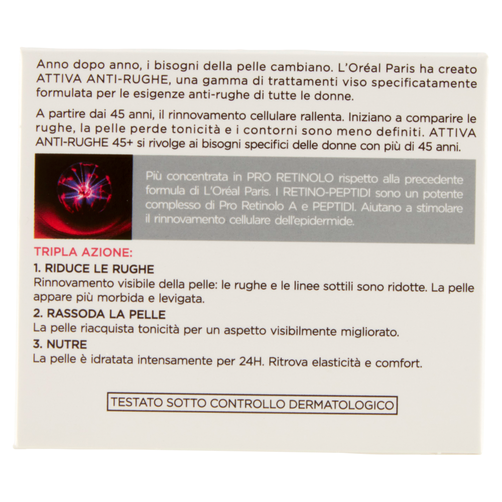 L'Oréal Paris Attiva Anti-Rughe Crema Viso 45+, Trattamento Intensivo Anti-rughe, 50 ml