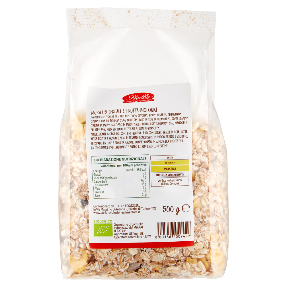Stella Muesli 5 Cereali e Frutta Biologici 500 g