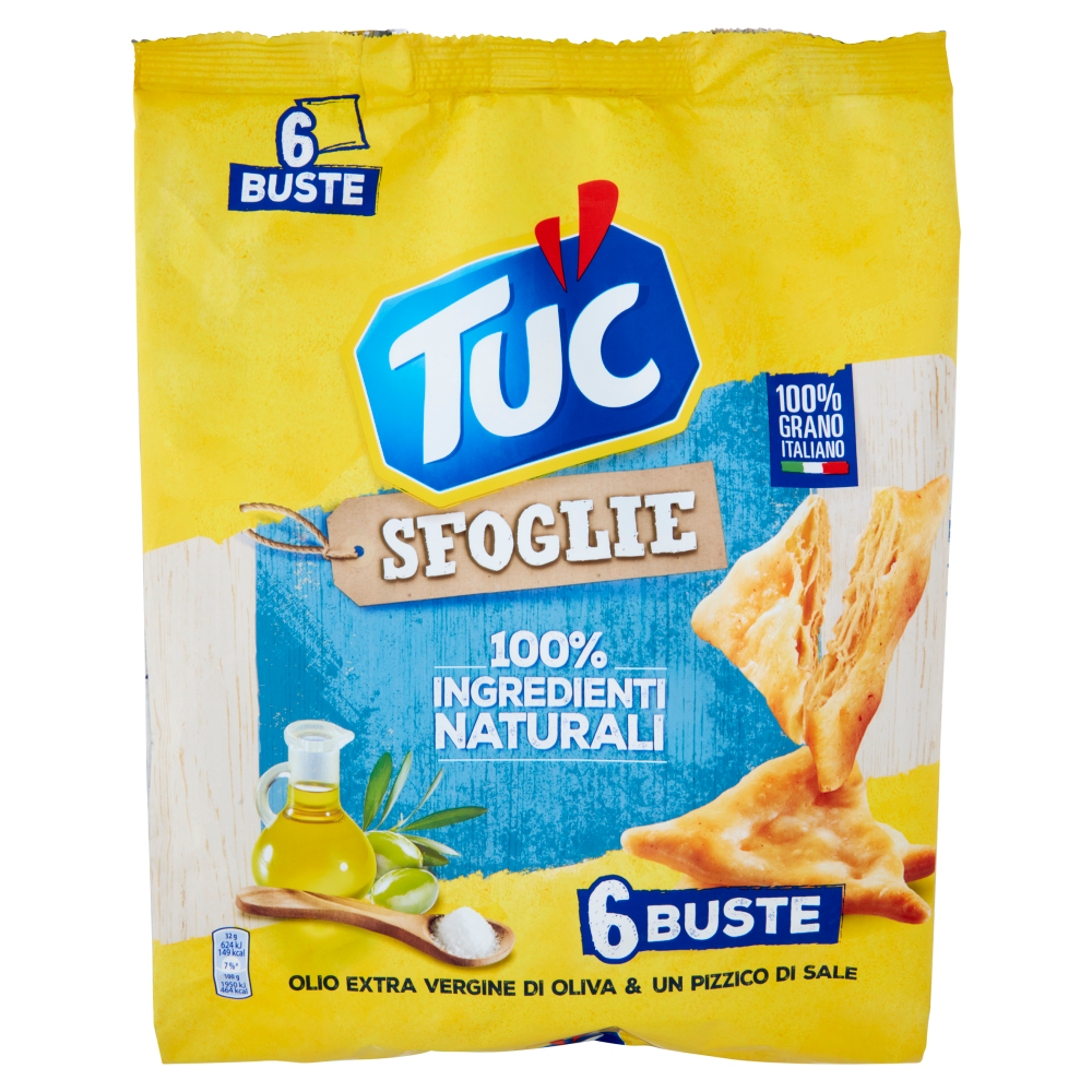 Tuc Sfoglie Olio Extra Vergine di Oliva & Un Pizzico di Sale Multipack - 6 x 32 g