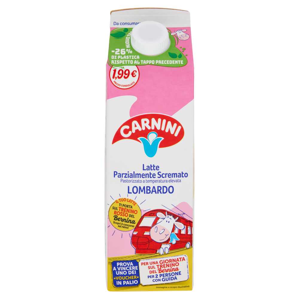 Carnini Latte Parzialmente Scremato Pastorizzato a temperatura elevata Lombardo 1000 ml