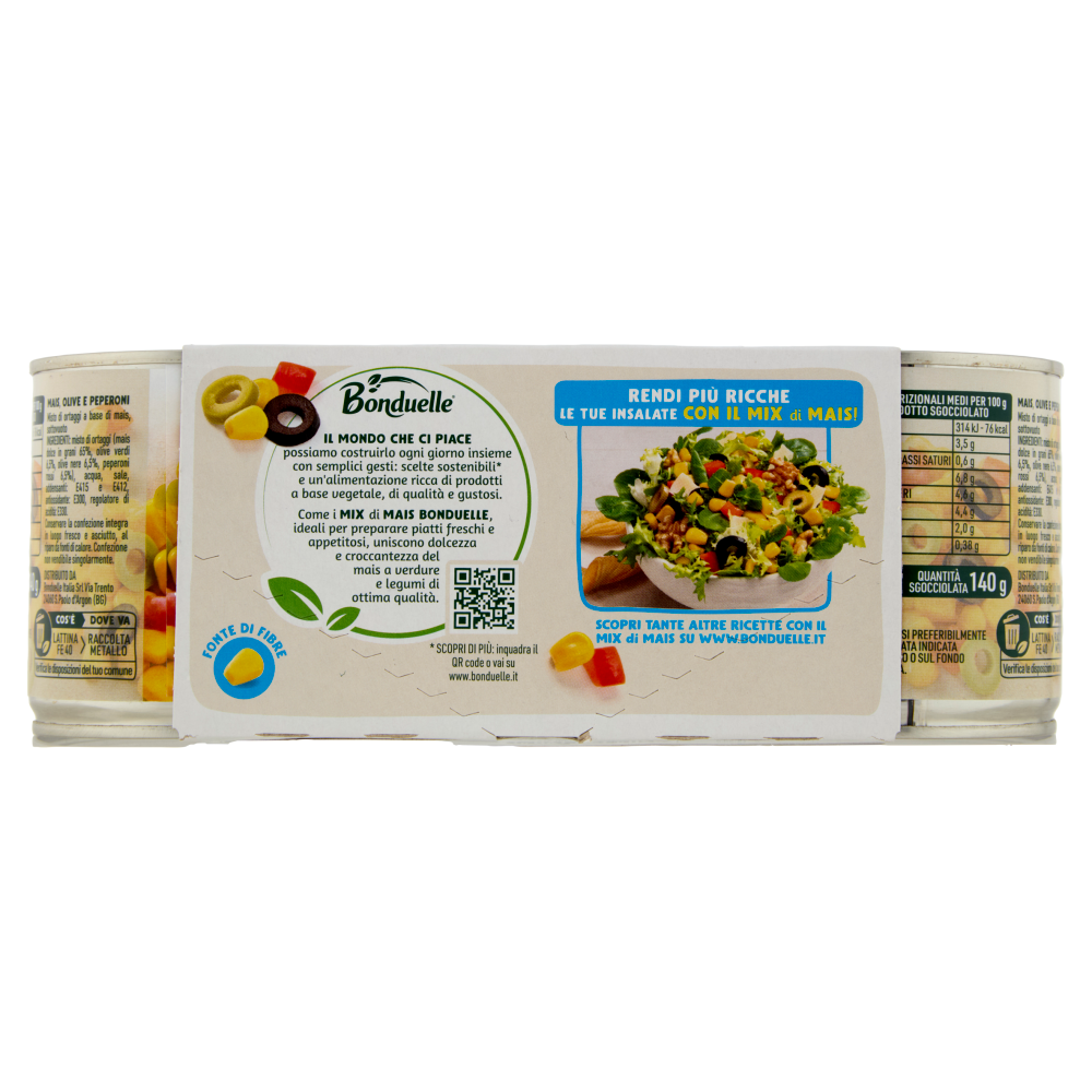 Bonduelle Mais Mix Mais, Olive e Peperoni 3 x 170 g