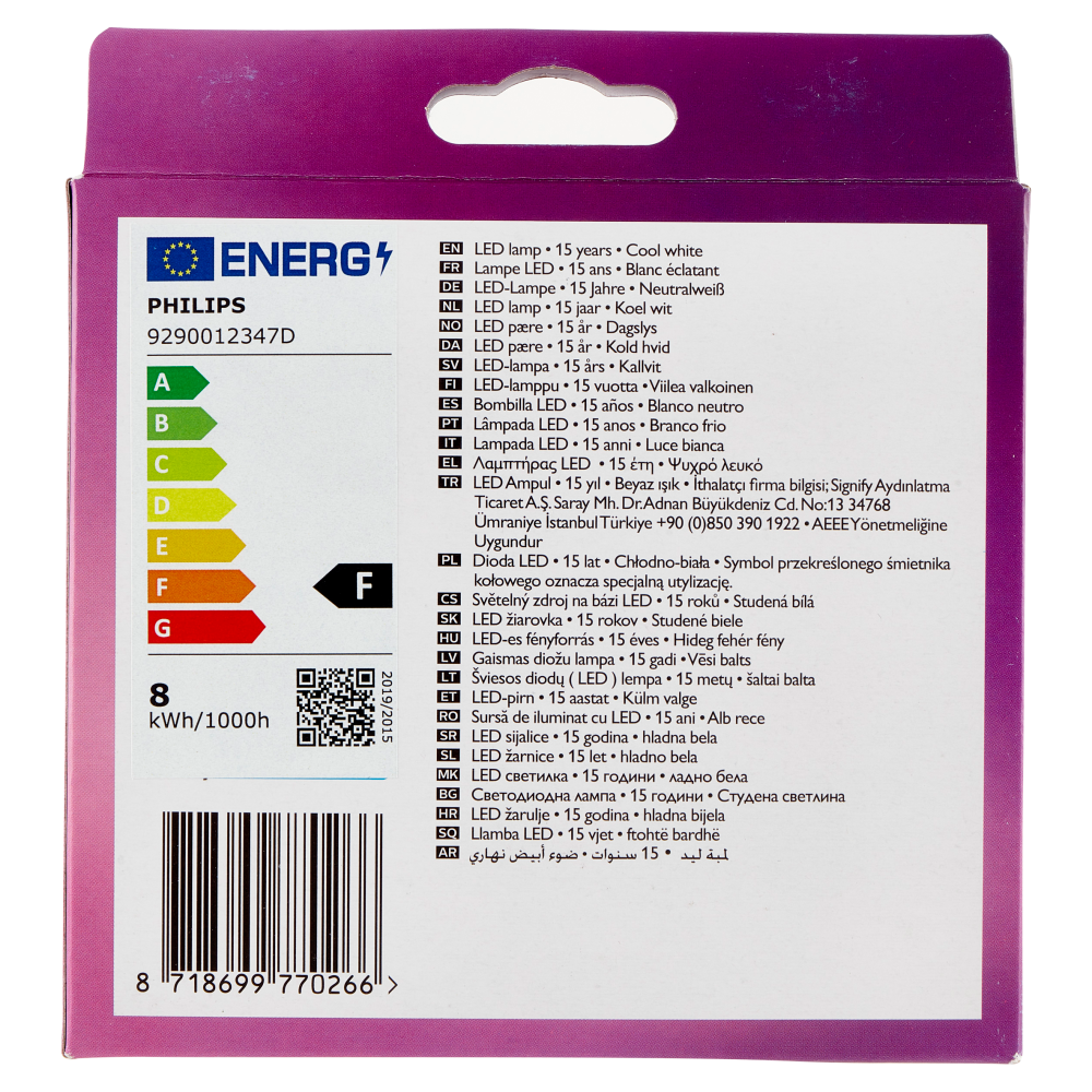 Philips Led goccia 60W E27 4000K 2 pz