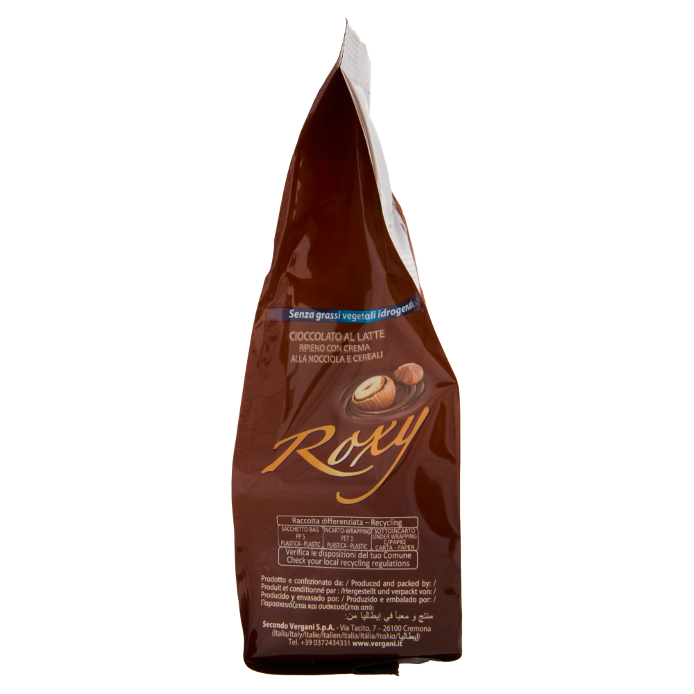 Vergani Roxy Cioccolato al Latte Ripieno con Crema alla Nocciola e Cereali 250 g