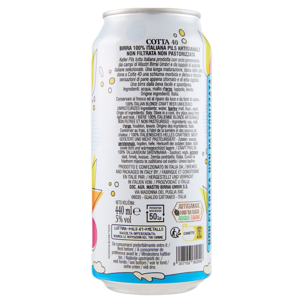 Mastri Birrai Umbri Birra Pils 100% Italiana Artigianale Cotta 40 440 ml