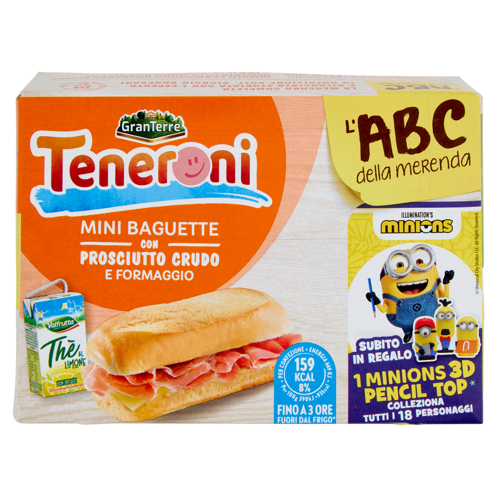 Teneroni l'ABC della merenda Mini Baguette con Prosciutto Crudo e Formaggio 170 g