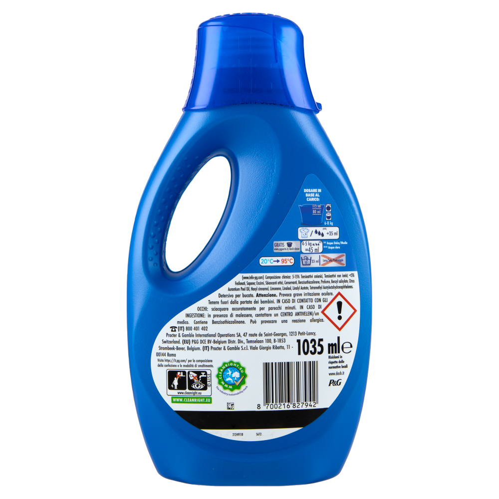 Dash Detersivo Liquido Lavatrice, Classico, 23 Lavaggi 1035 ml