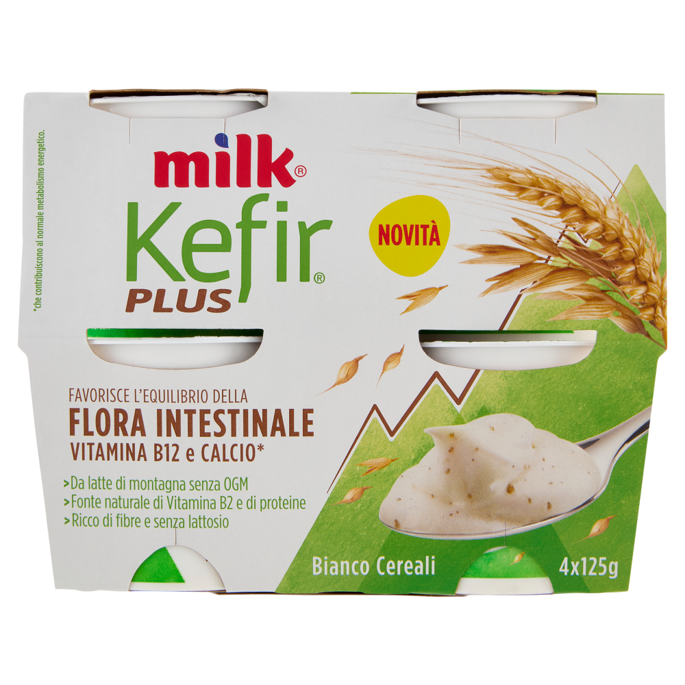 Milk Kefir Plus Flora Intestinale Bianco Cereali 4 x1 25 g