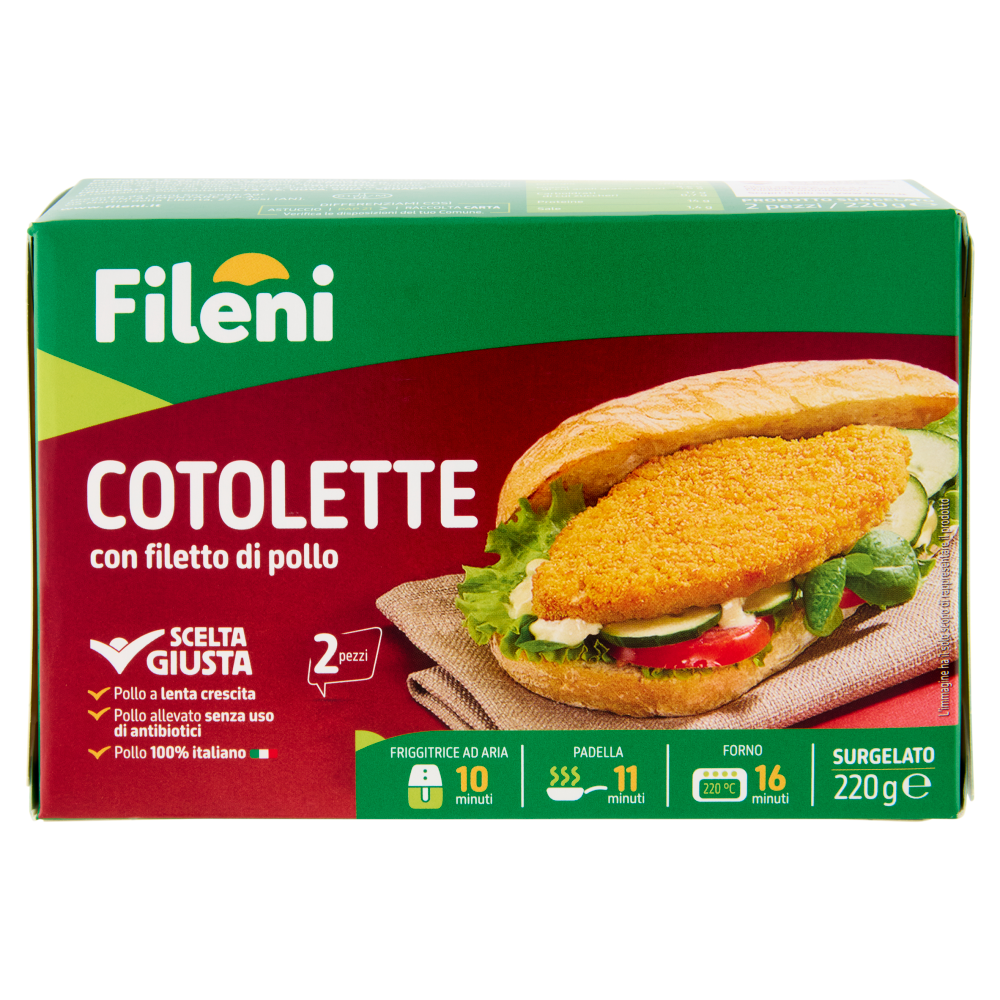 Fileni Cotolette con filetto di pollo Surgelato 220 g