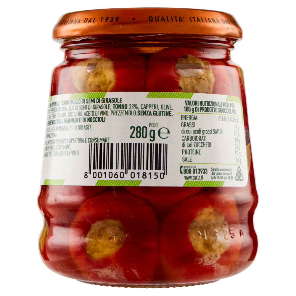 Sacl&agrave; Peperoncini Ripieni al Tonno 280 g