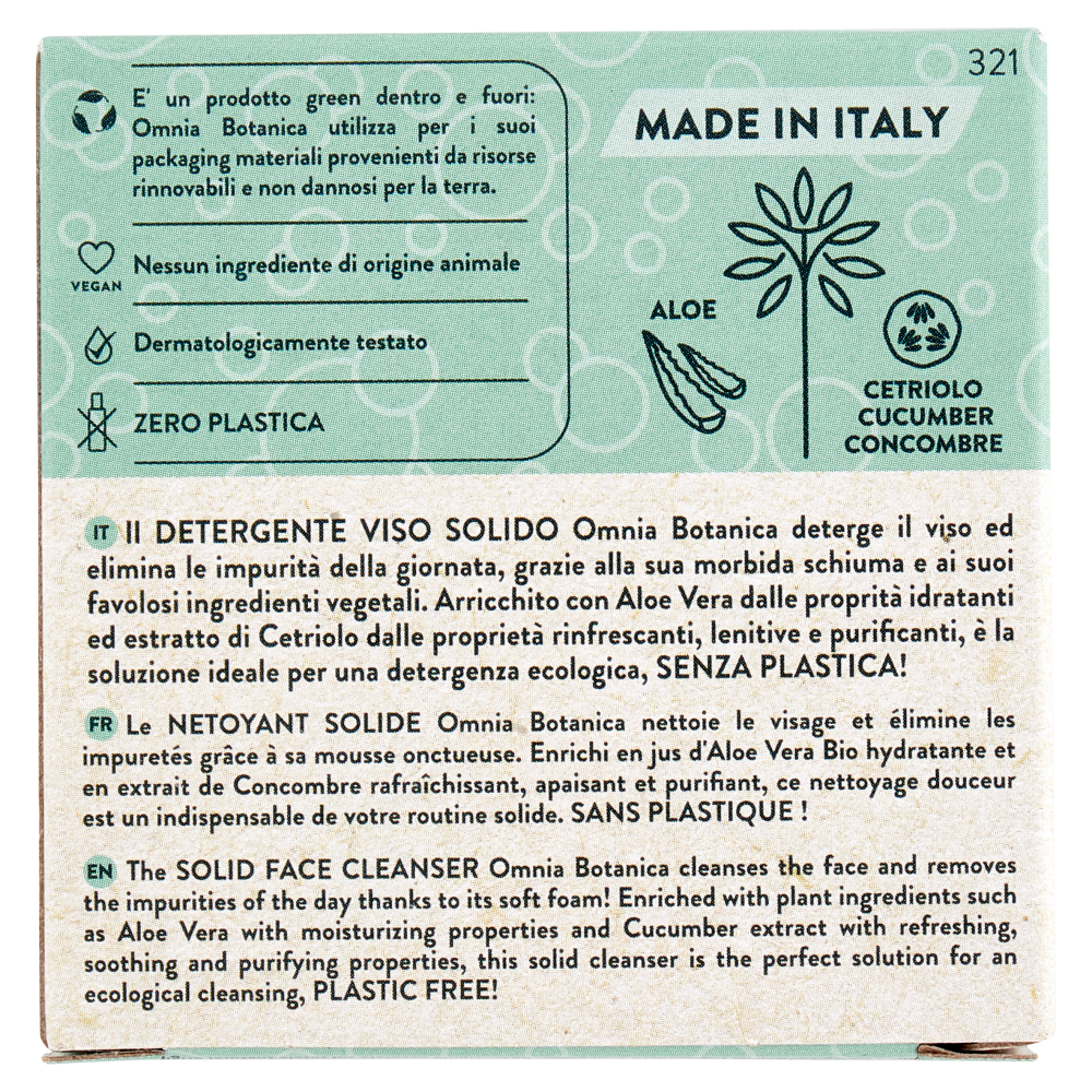 Omnia Botanica Detergente Viso Solido Aloe Vera & Cetriolo 50 g