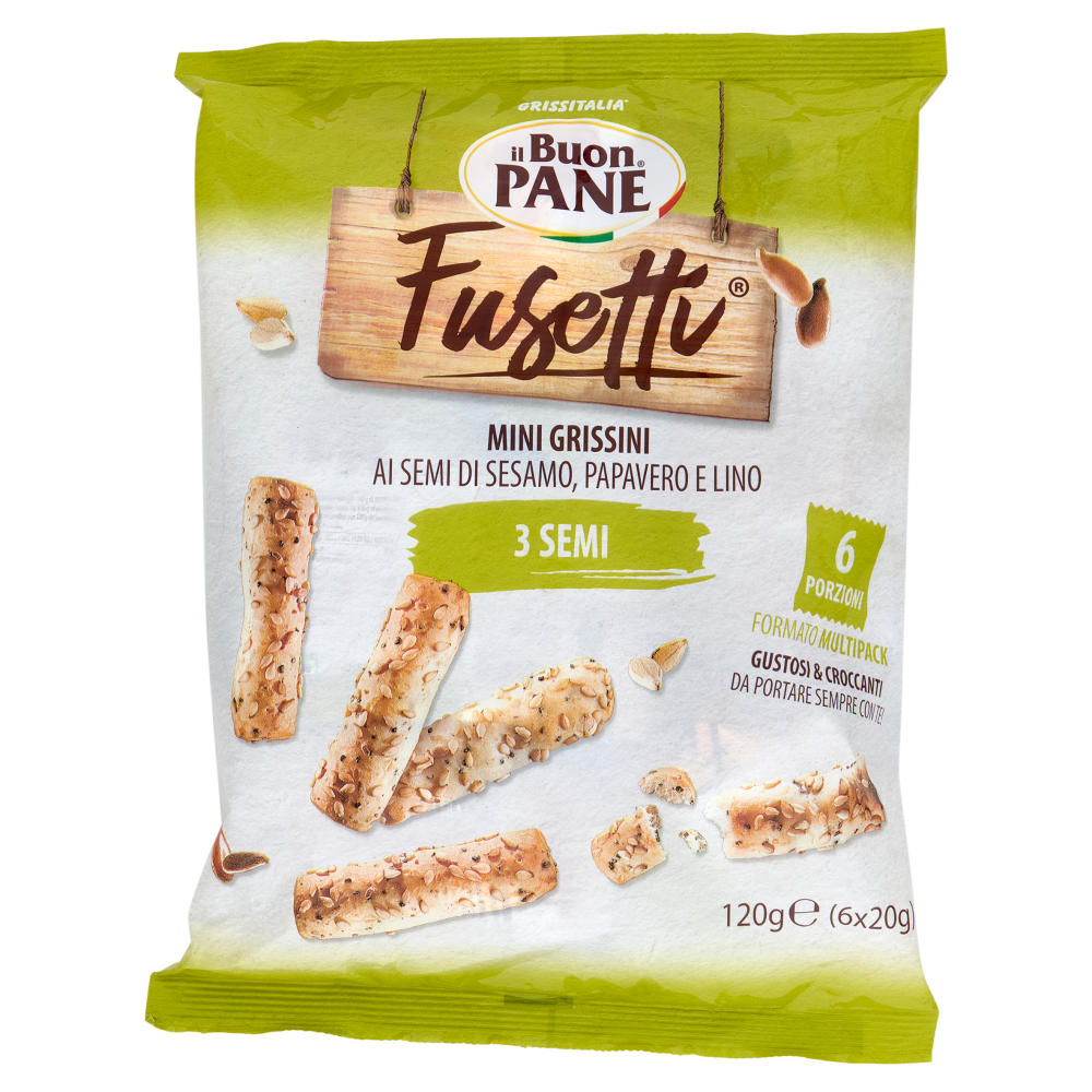 il Buon Pane Fusetti Mini Grissini 3 Semi 6 x 20 g