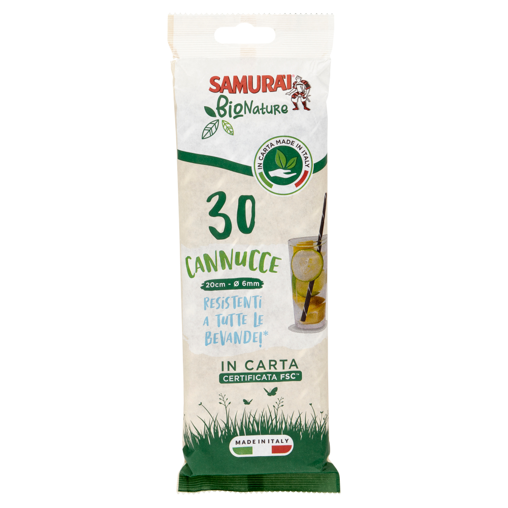 Samurài BioNature Cannucce 20cm - Ø 6mm in Carta 30 pz