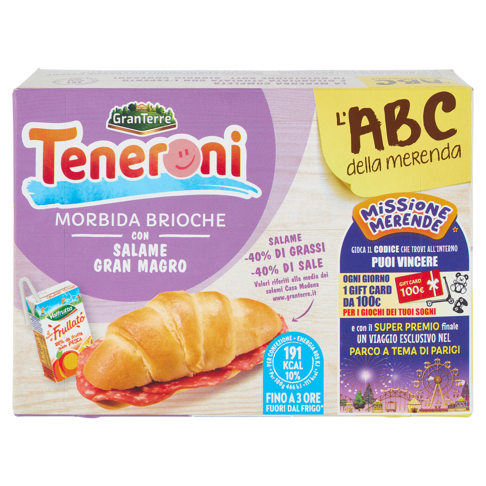 Teneroni l'ABC della merenda Morbida Brioche con Salame Gran Magro