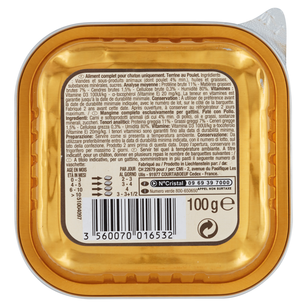 Carrefour Junior Terrine Pat&eacute; con pollo per gatti 100 g