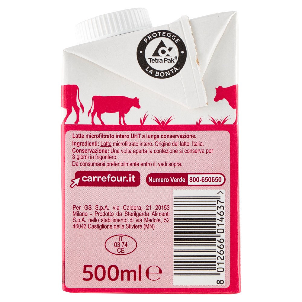 Carrefour Classic Latte UHT Intero Microfiltrato 500 ml