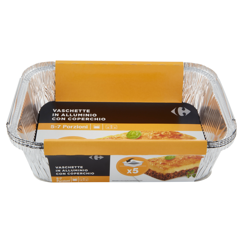 Carrefour Vaschette in Alluminio con Coperchio 5-7 Porzioni 5 pz