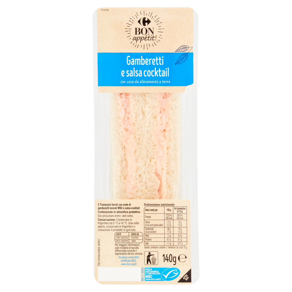 Carrefour Bon app&eacute;tit! Gamberetti e salsa cocktail 2 x 70 g
