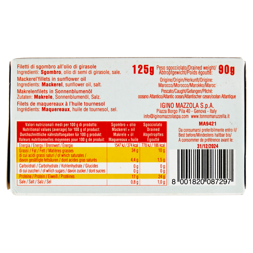 Capri Filetti di Sgombro all'Olio di Girasole 125 g