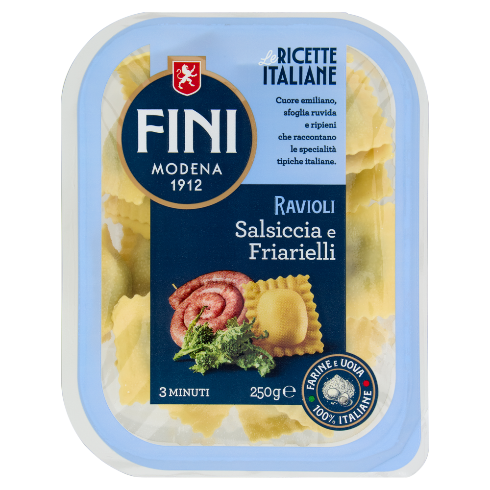 Fini Ricette Italiane Ravioli Salsiccia e Friarielli 250 g