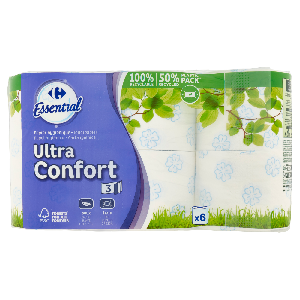 Carrefour Essential Carta igienica Ultra Confort 3 veli 6 pz