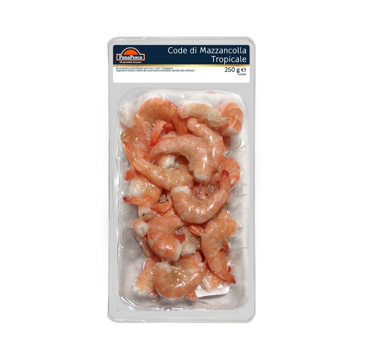 Code di mazzancolle tropicali surgelate e scottate