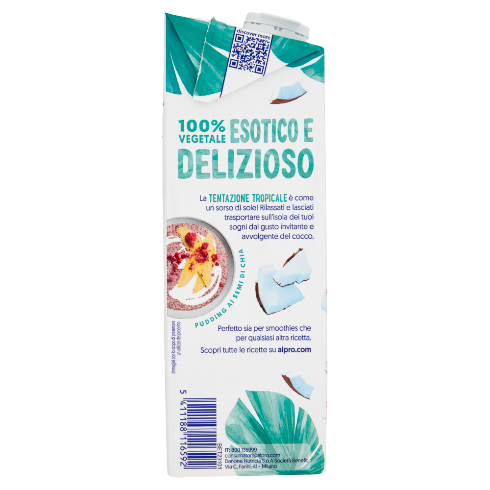 ALPRO Cocco Classico, Bevanda al Cocco 100% vegetale con vitamine B2, B12 e D, 1 L