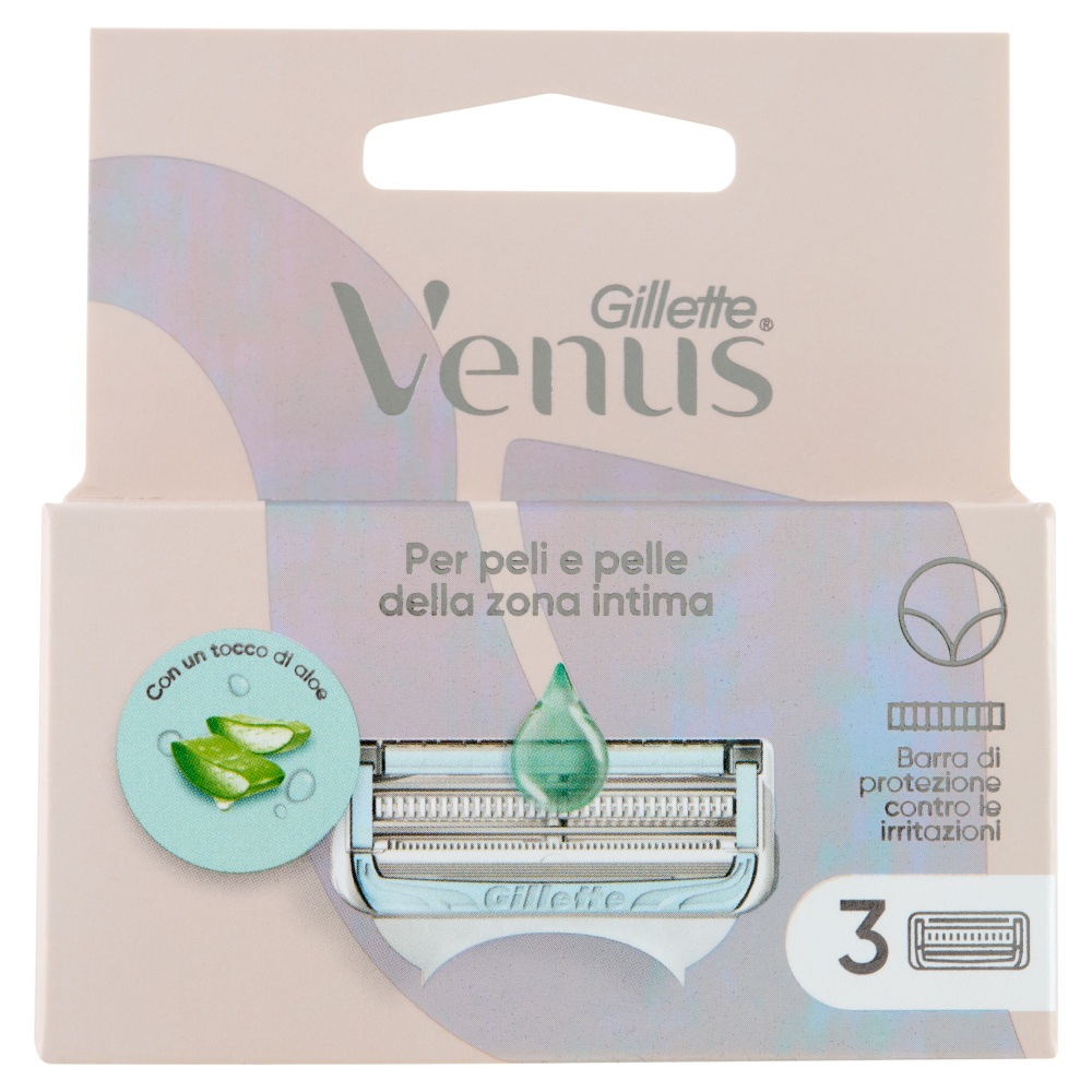 Gillette Venus per peli e pelle della zona intima Lamette di ricambio per Rasoi da Donna 3 Ricariche