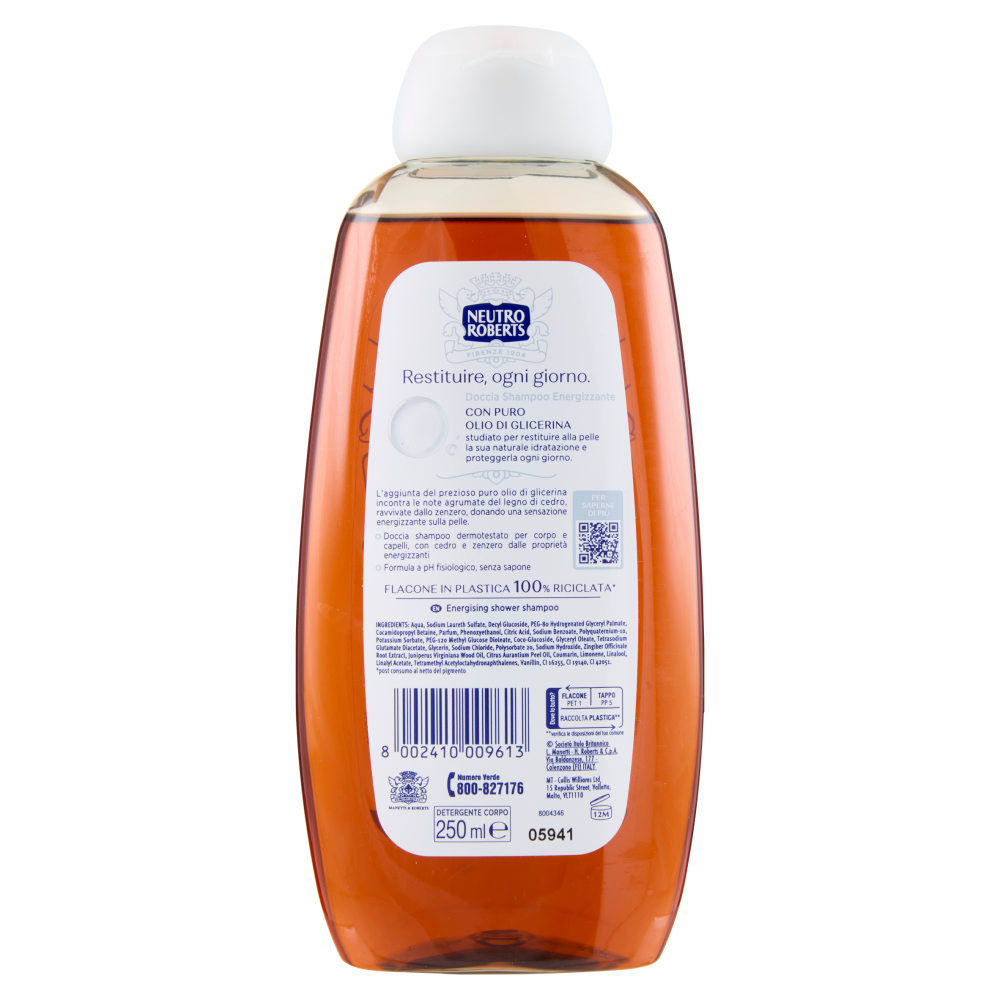 Neutro Roberts Doccia Shampoo Cedro e Zenzero Energizzante 250 ml