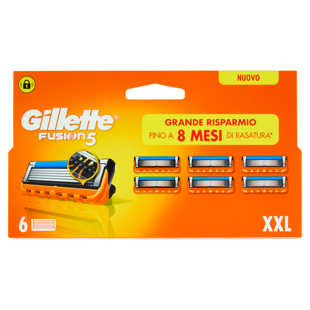 Gillette Fusion5 Lamette di ricambio per Rasoio da Uomo, 6 Ricariche