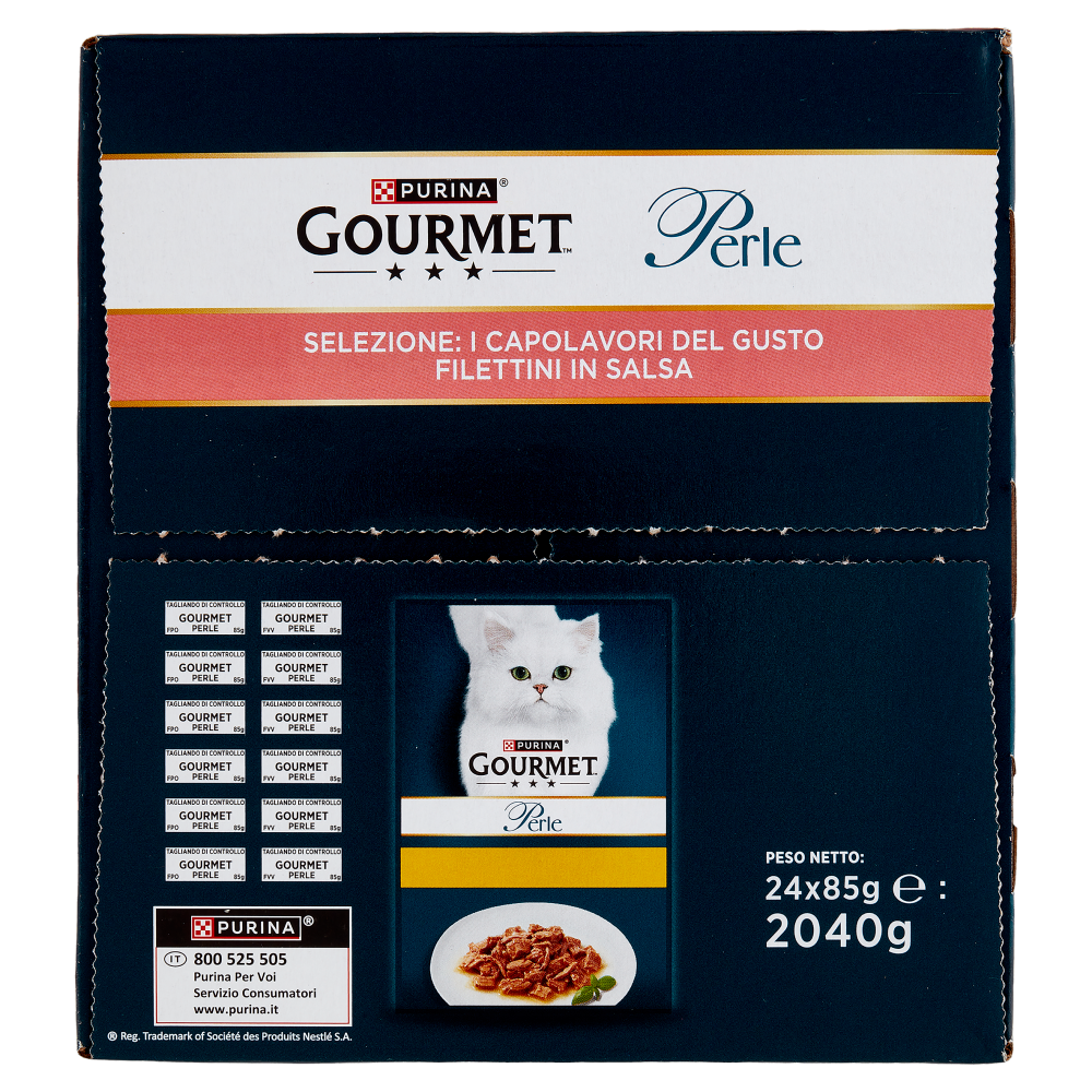 PURINA GOURMET Perle I Capolavori del Gusto Pollo, Vitello, Salmone, Pesce dell'Oceano 24x85g