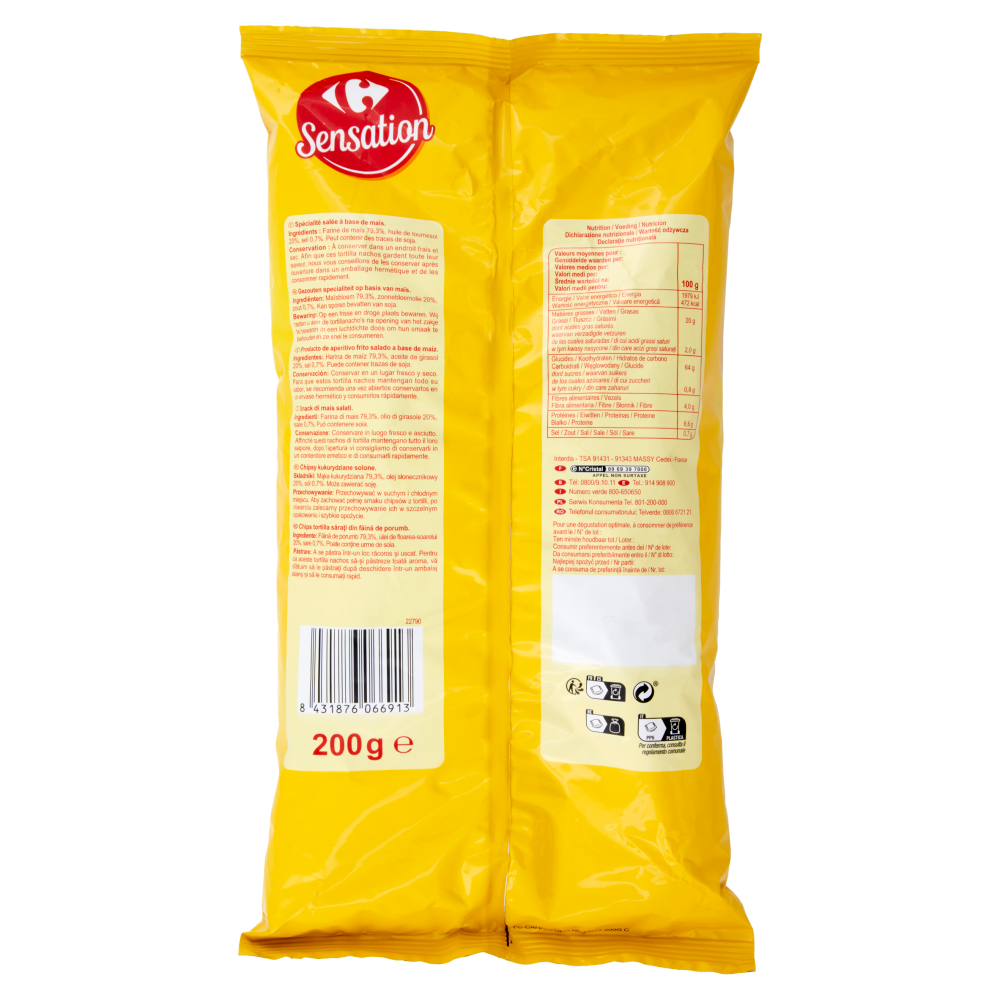 Carrefour Sensation Tortilla Nachos Natural 200 g