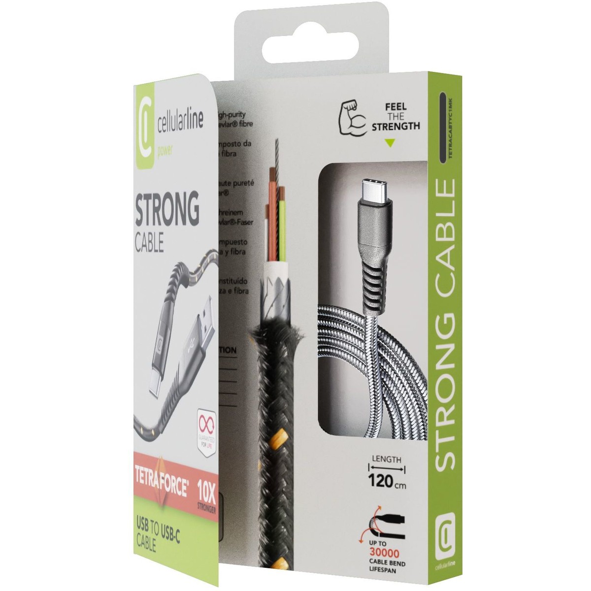 Cellularline Tetra Force Cable 120cm - USB-C Cavo USB-C ultra resistente