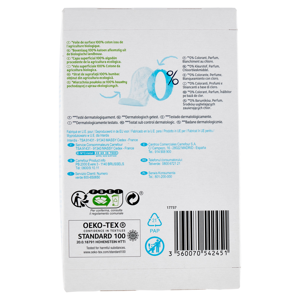 Carrefour Soft Pure Proteggislip Normal 24 pz