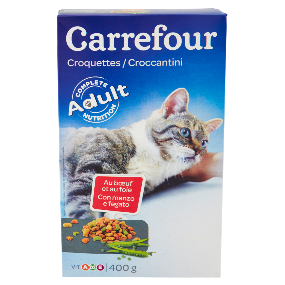 Carrefour Adult Croccantini Con manzo e fegato per gatti 400 g
