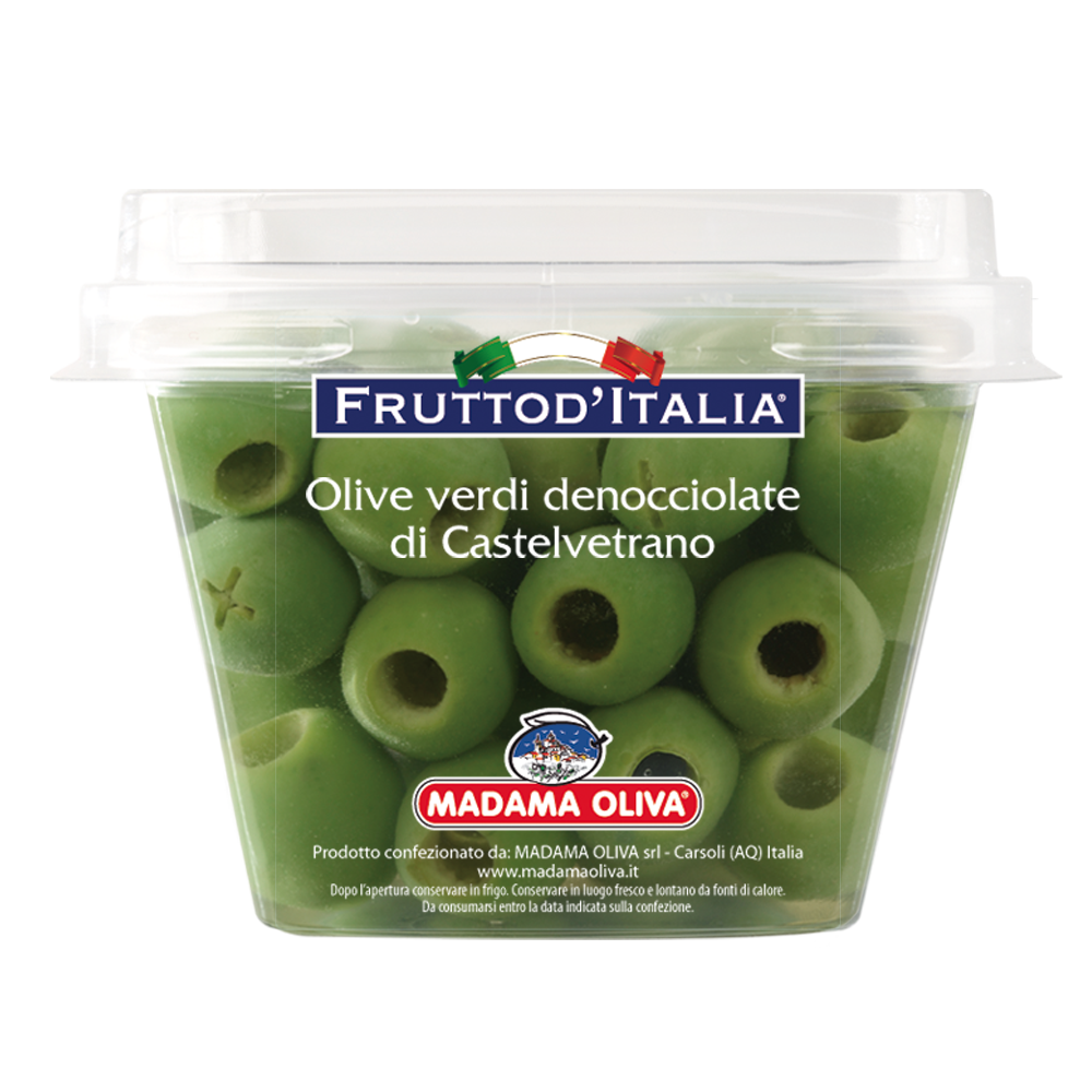 Madama Oliva il Frutto d'Italia Olive Castelvetrano Verdi Dolci Denocciolate 480 g