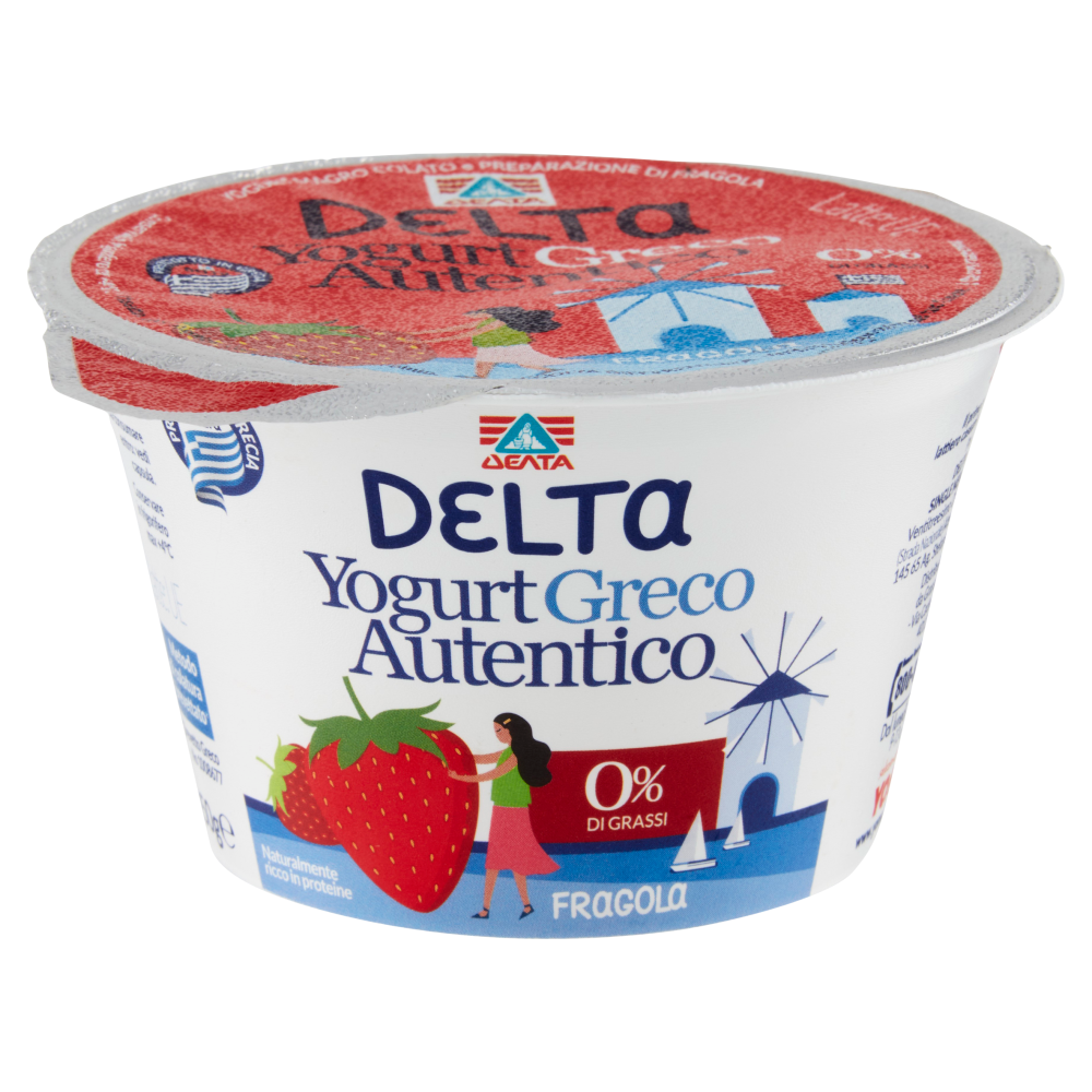 Delta Yogurt Greco Autentico 0% di Grassi Fragola 150 g