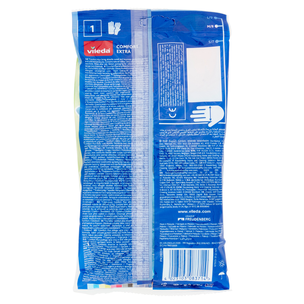 Vileda guanti casalinghi Comfort Extra in lattice, massima protezione e resistenza, taglia M