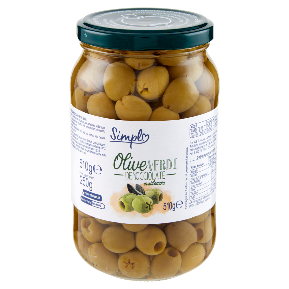 Simpl Olive Verdi Denocciolate in salamoia 510 g