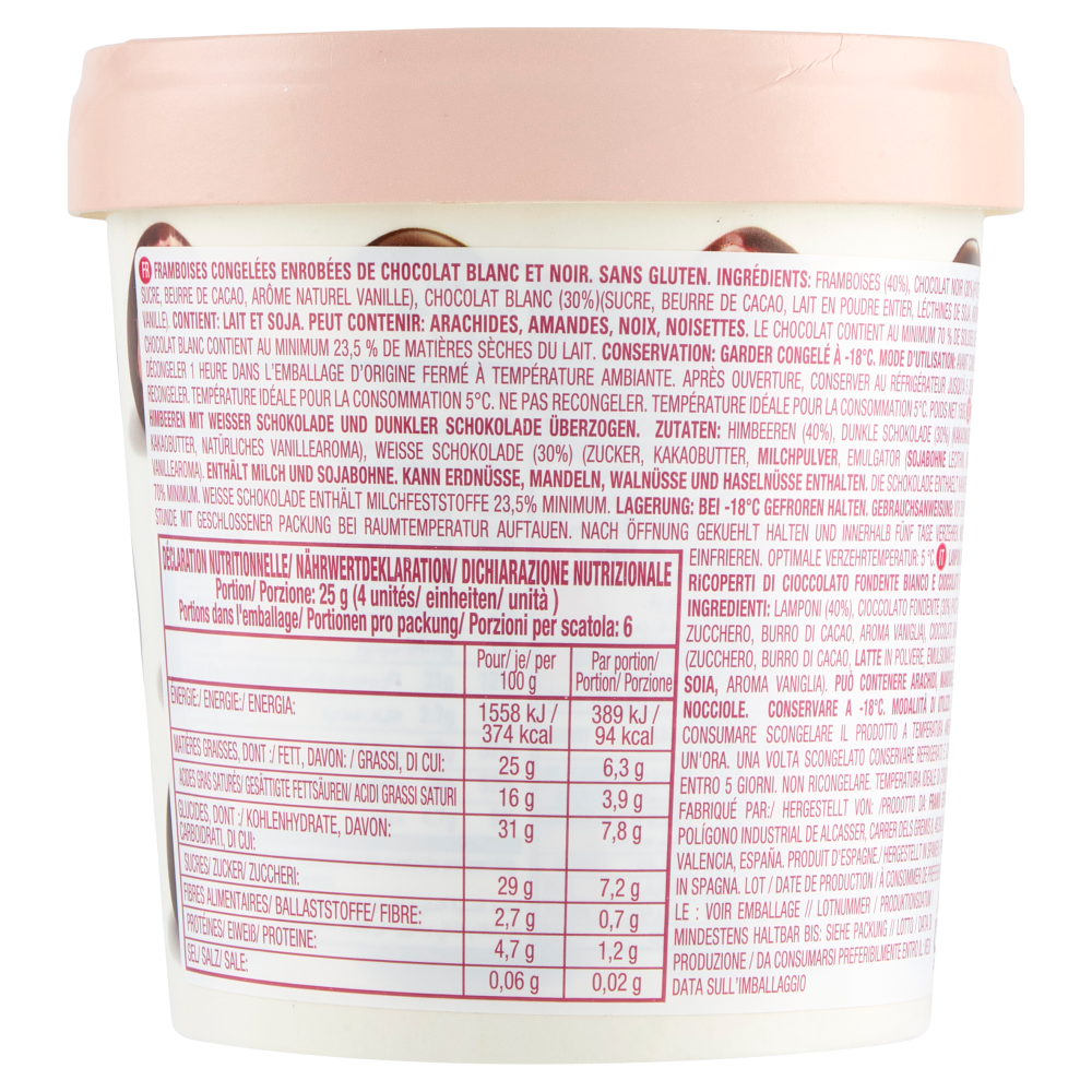 franuí Dark Raspberries in White & Dark Chocolate 150 g