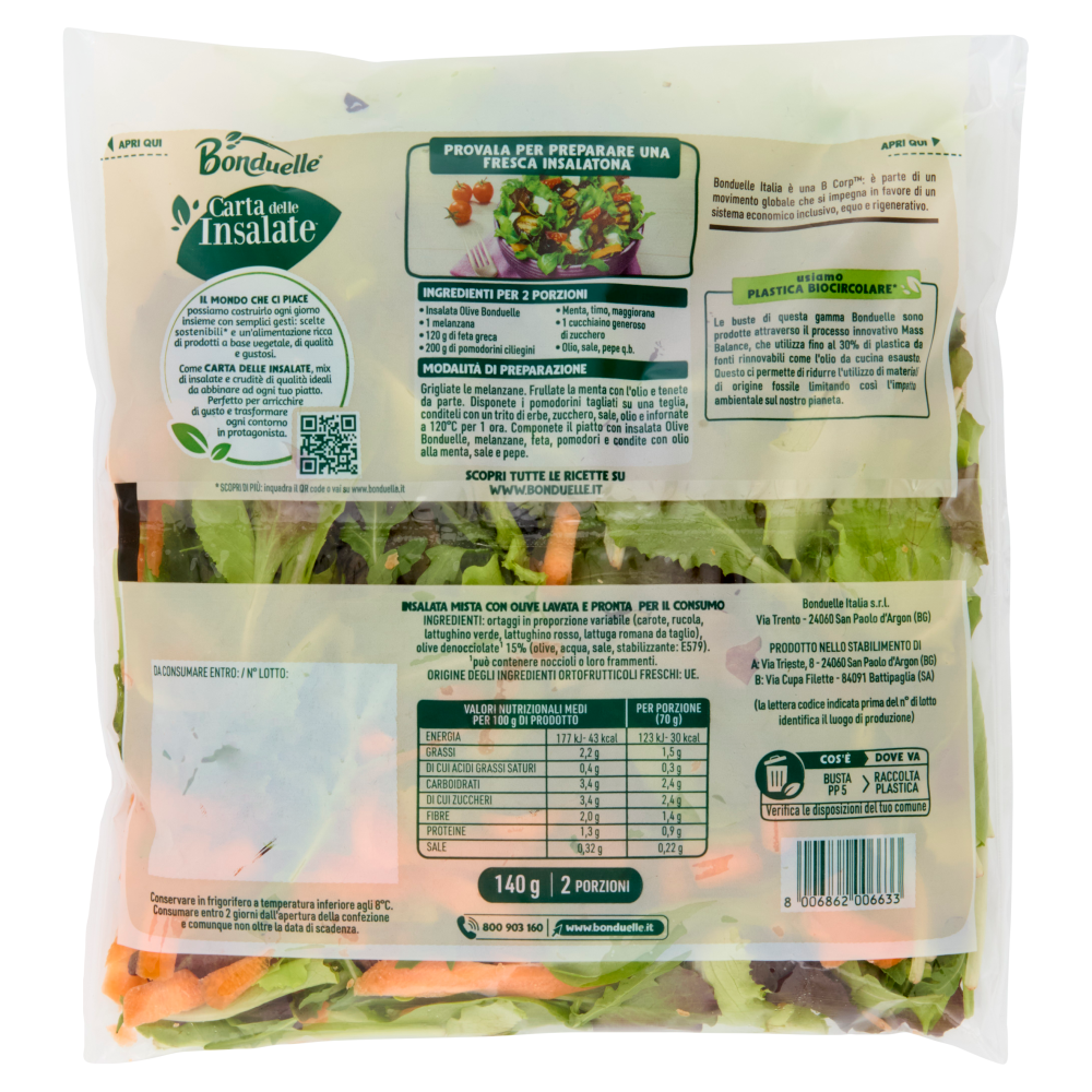 Bonduelle Carta delle Insalate Ricetta Olive 140 g 