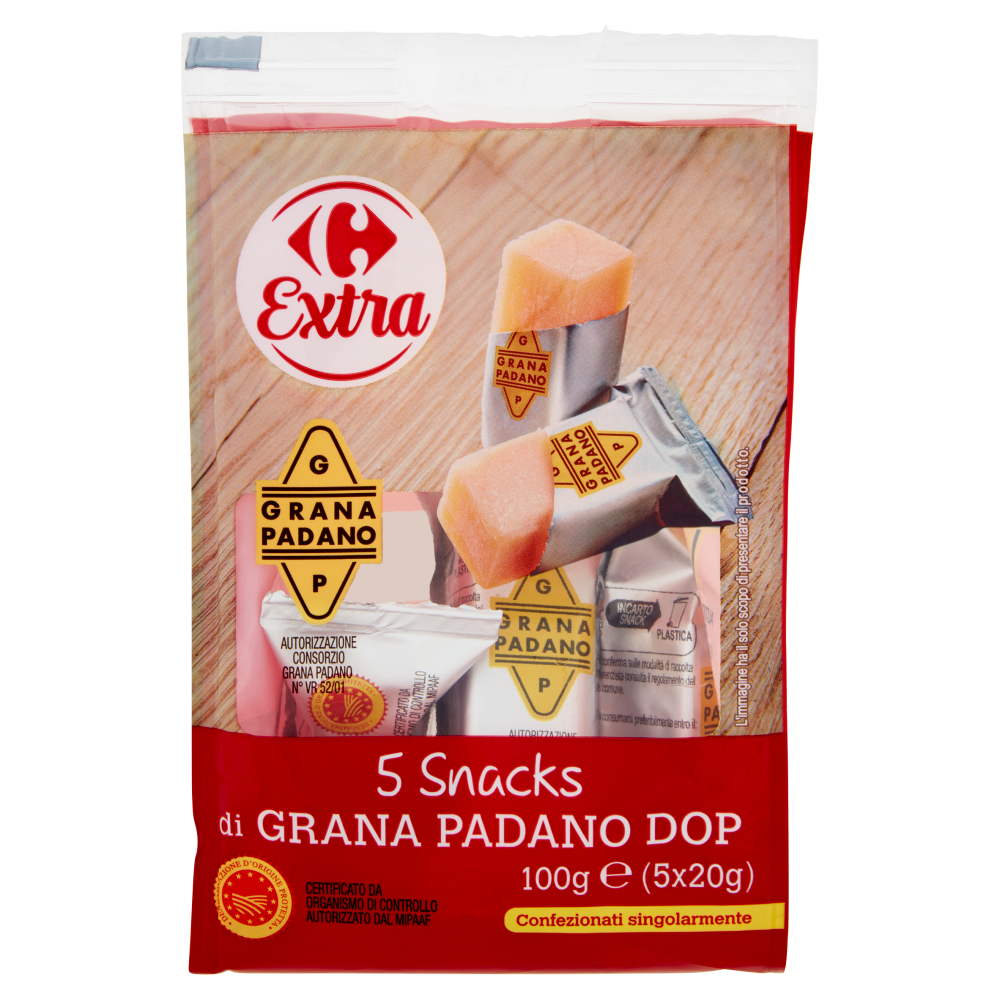 Carrefour Extra 5 Snacks di Grana Padano DOP 5 x 20 g