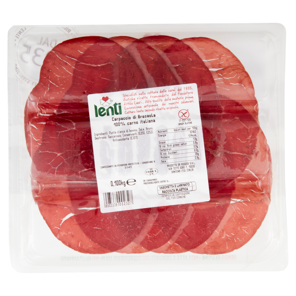 Lenti Carpaccio di Bresaola 100% Carne Italiana 0,100 kg
