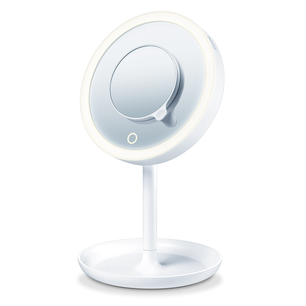 Beurer BS 45 Specchio Cosmetico con Illuminazione LED Regolabile, Ingrandimento 5X e Base Porta Oggetti - 40 g